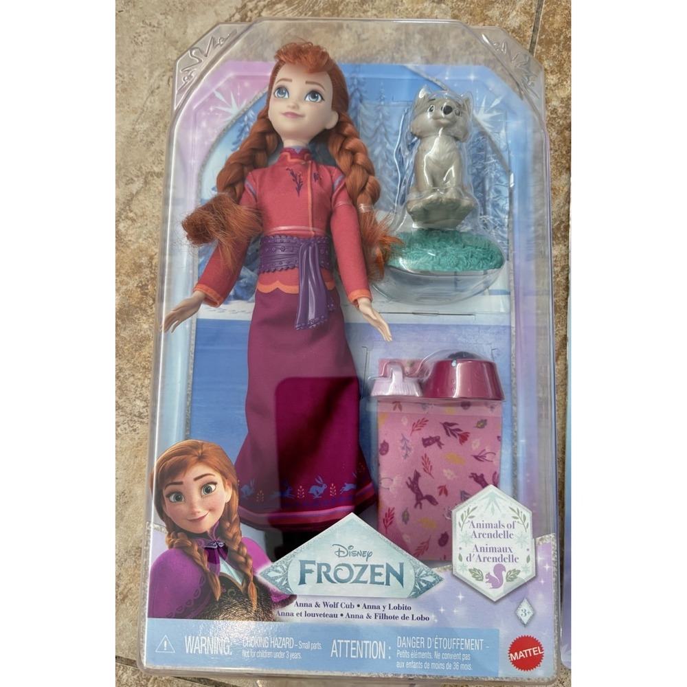 Disney Frozen Anna Elsa Animals of Arendelle Mattel Doll Set Wolf Bear NIB 2020 - Picture 2 of 8